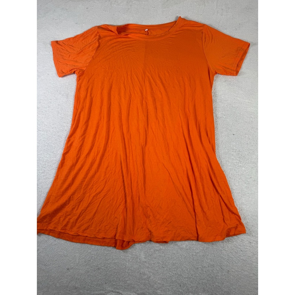 T-Shirt Dress Womens 2XL Orange Good Short Sleeve A-Line Crew Neck Vibrant